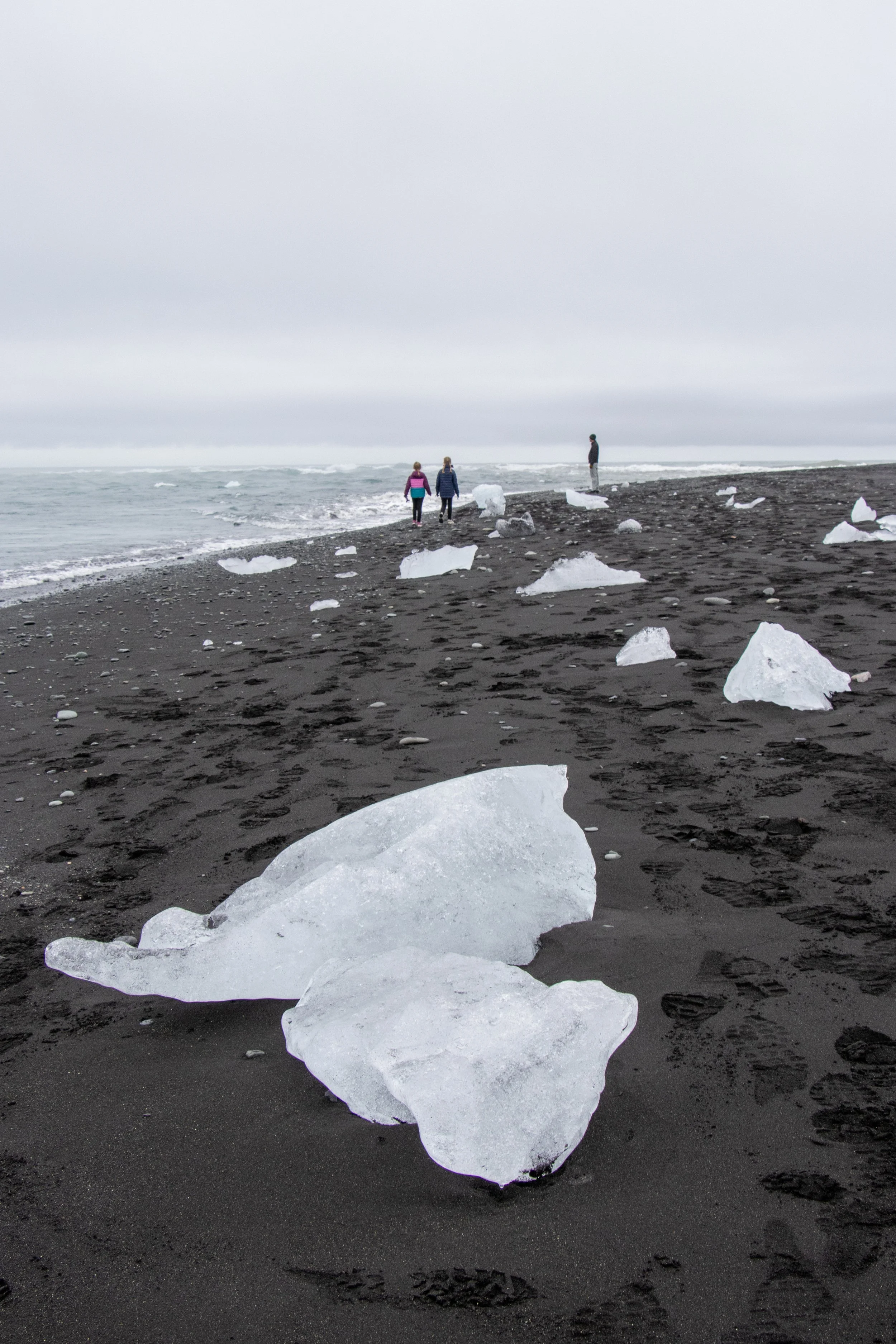 Walking on Diamond Beach in Iceland