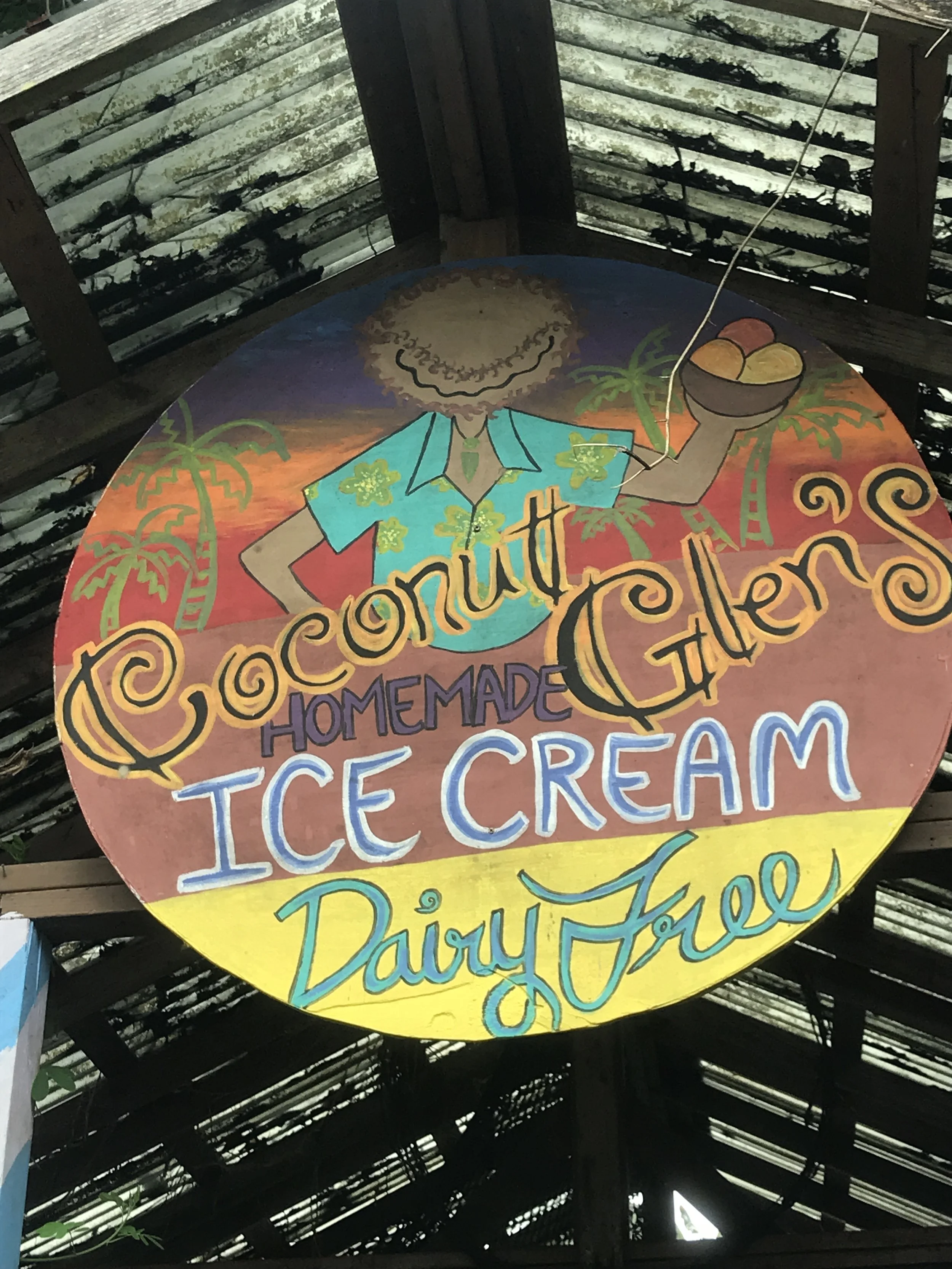 Sign for Coconut Glen's Icecrean on the Road to Hana in Maui Hawaii