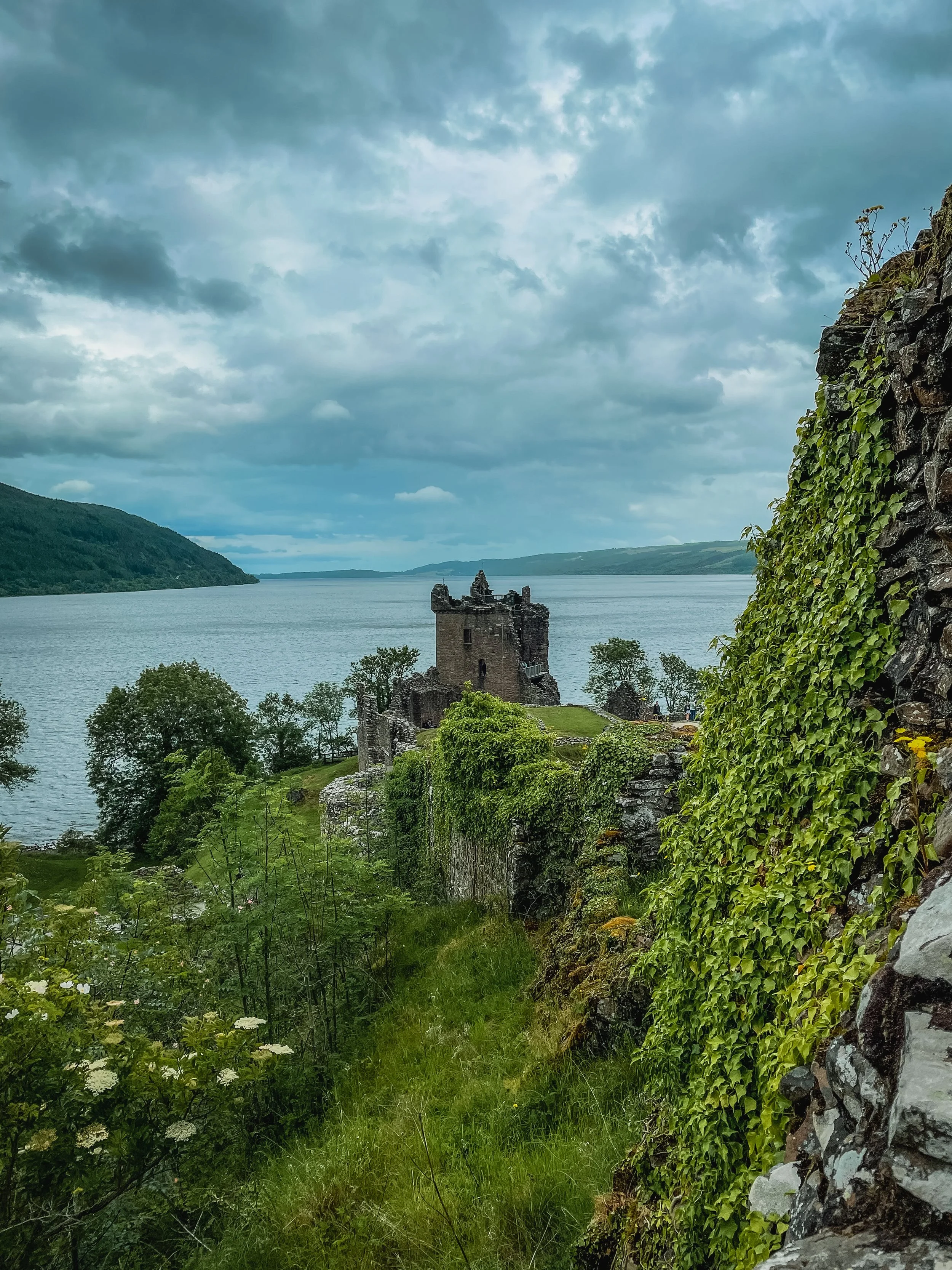 The ruins of Urquart Castle Ruins on Loch Ness in Scotland