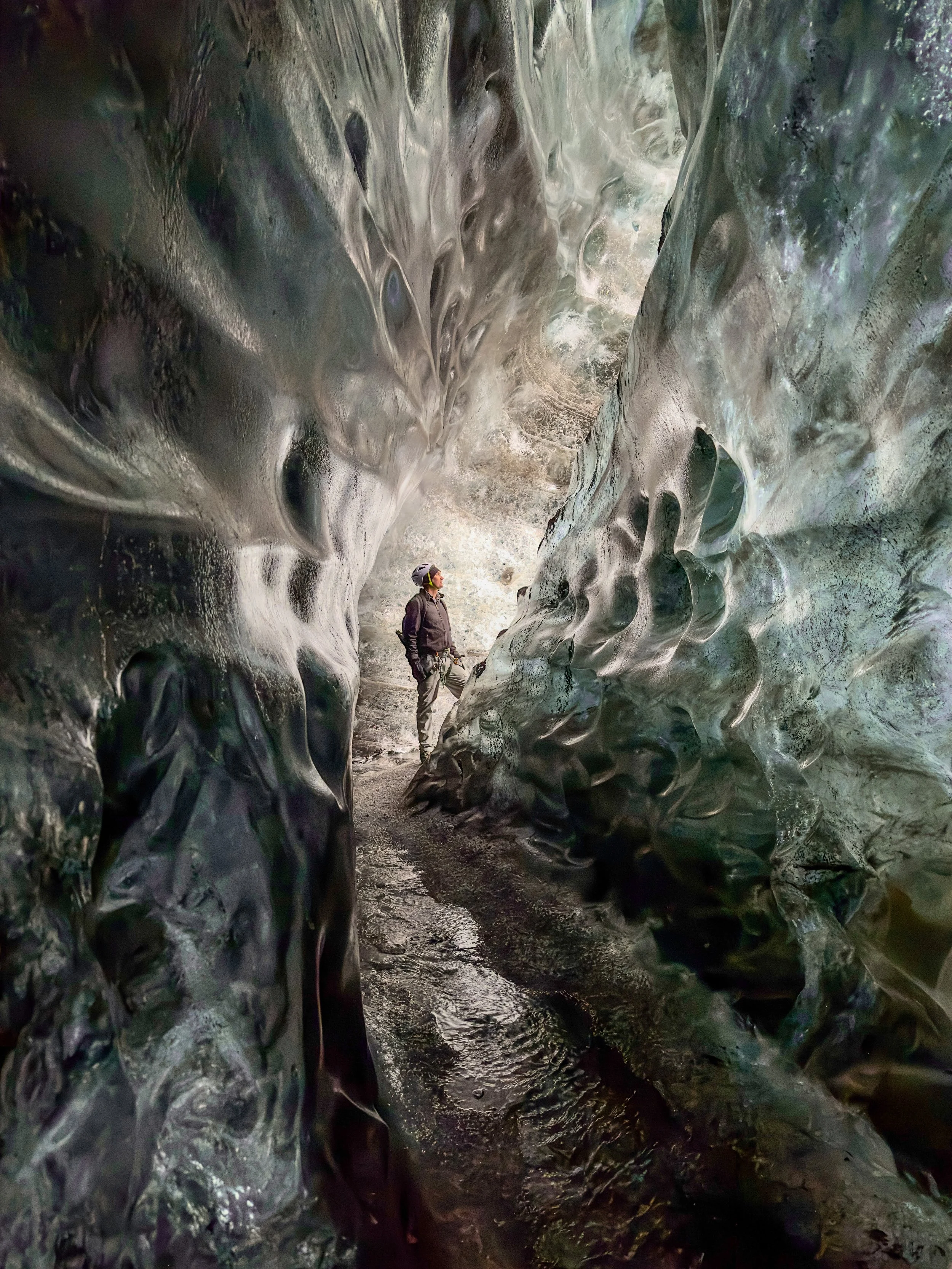 In an ice cave in Iceland