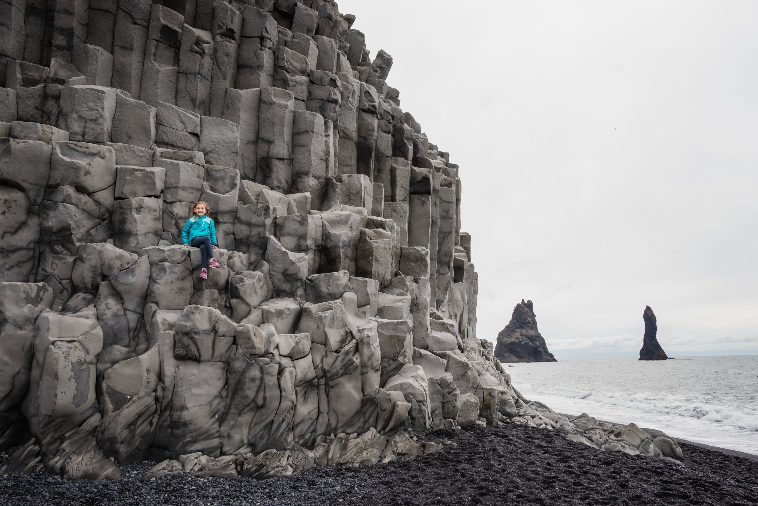 Basalt columns on Reynisfjara Beach in Iceland