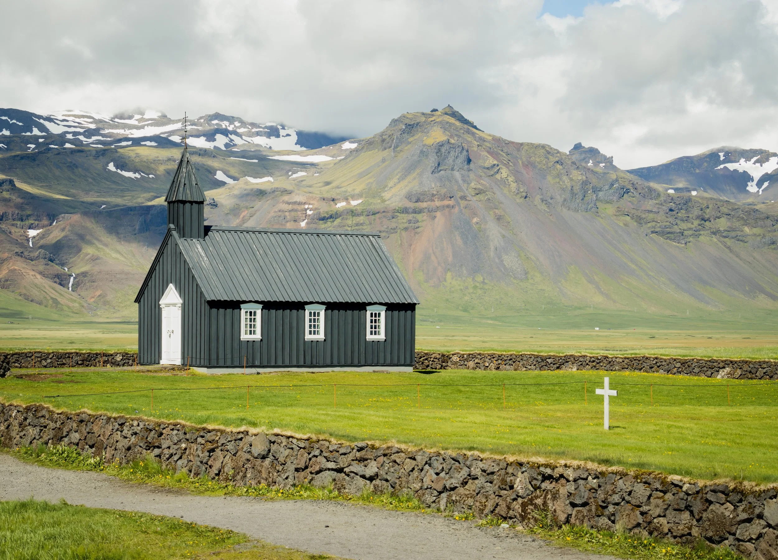 Búðakirkja Chirch painted black in Iceland