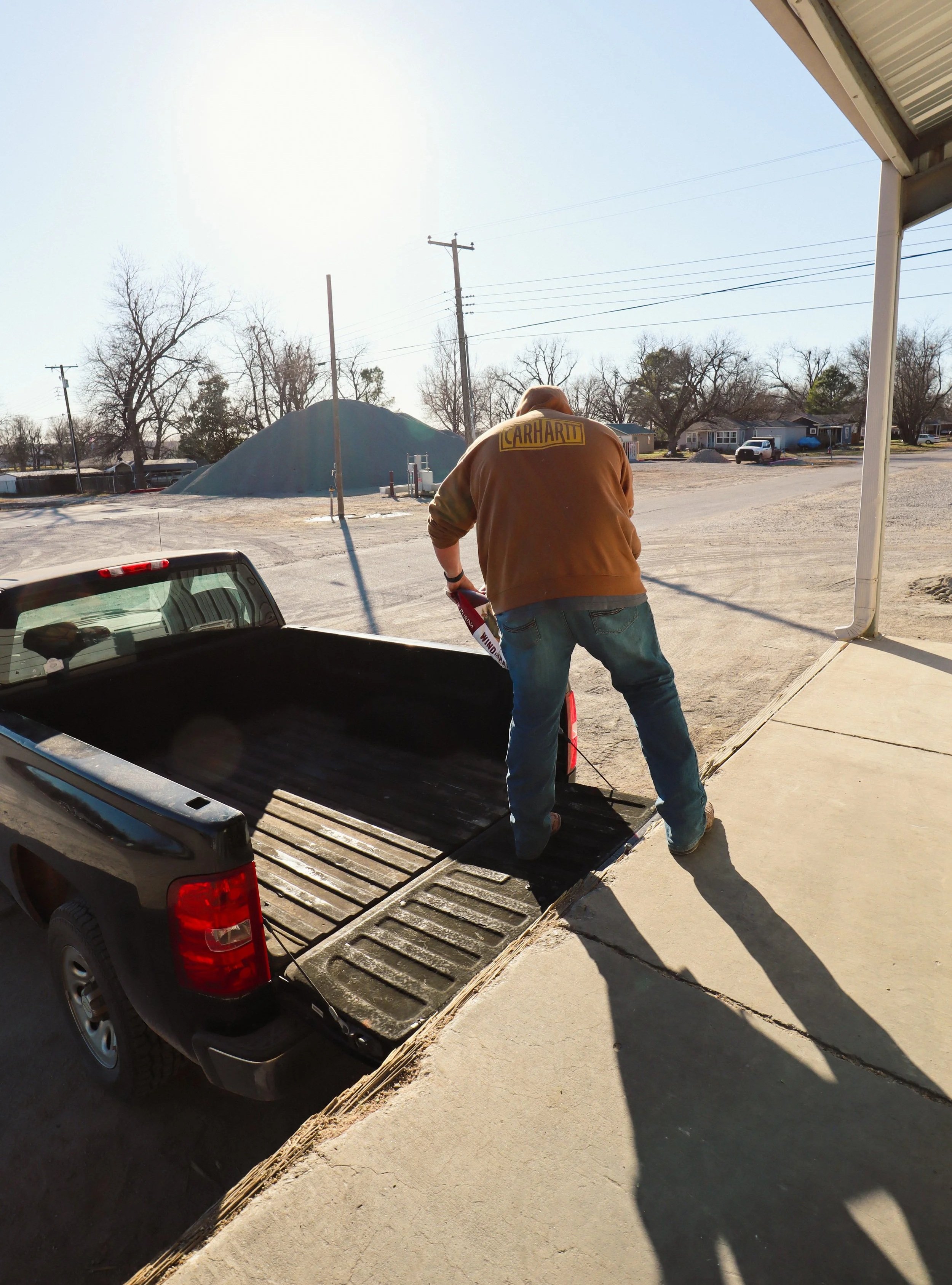 Bagged livestock feed available at Cimarron Valley Co-op in Perkins, Oklahoma