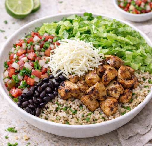 Chicken Burrito Bowl over Cilantro Lime Brown Rice