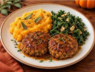 Pumpkin kombucha glazed lentil walnut cakes.jpg