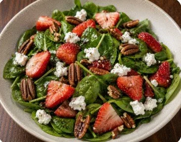 Strawberry spinach salad with candied pecan and goat cheese.jpg