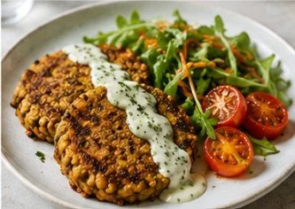 Crispy lentil bake with arugula salad.jpg
