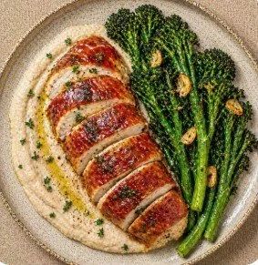 Prosciutto-Wrapped Chicken with Garlic White Bean Purée and Roasted Broccolini.jpg