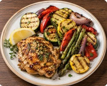 Mediterranean Chicken with grilled summer veggies.jpg
