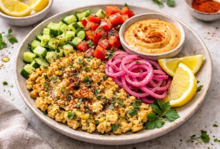 Herbed Chickpea Mezze Bowl w/ Smokey Paprika Cashew Cream