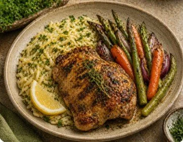 Herbed chicken with lemon orzo and roasted spring veggies.jpg