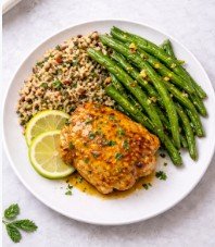 Citrus Ginger Chicken with garlic green beans and wild rice blend.jpg