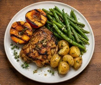 Grilled peach and garlic herb chicken.jpg