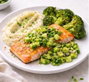 Broiled sockeye salmon with broccoli and cauliflower mash.jpg