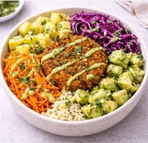 Sweet potato & chickpea bowl with avocado lime drizzle.jpg