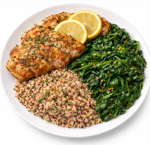 Lemon Herb Chicken with Spinach & Quinoa