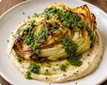 Roasted cabbage with bean dip and green sauce.jpg