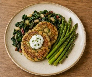 White Bean Cake with Sauteed Swiss Chard and asparagus.jpg