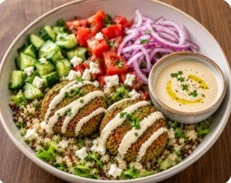 Baked falafal gyro bowl with lemon tahini dressing.jpg
