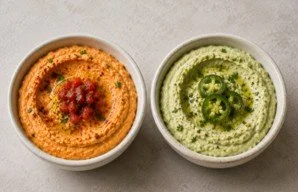 Hummus Duo (Red Roasted Pepper Hummus & Jalapeno Hummus)