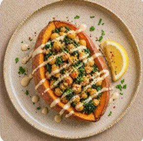 chickpea and spinach stuffed sweet potato with lemon tahini drizzle.jpg