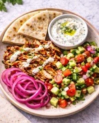Chicken Shawarma plate with pita bread.jpg