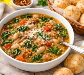 Tuscan white bean soup with Brazilian Cheese Bread.jpg