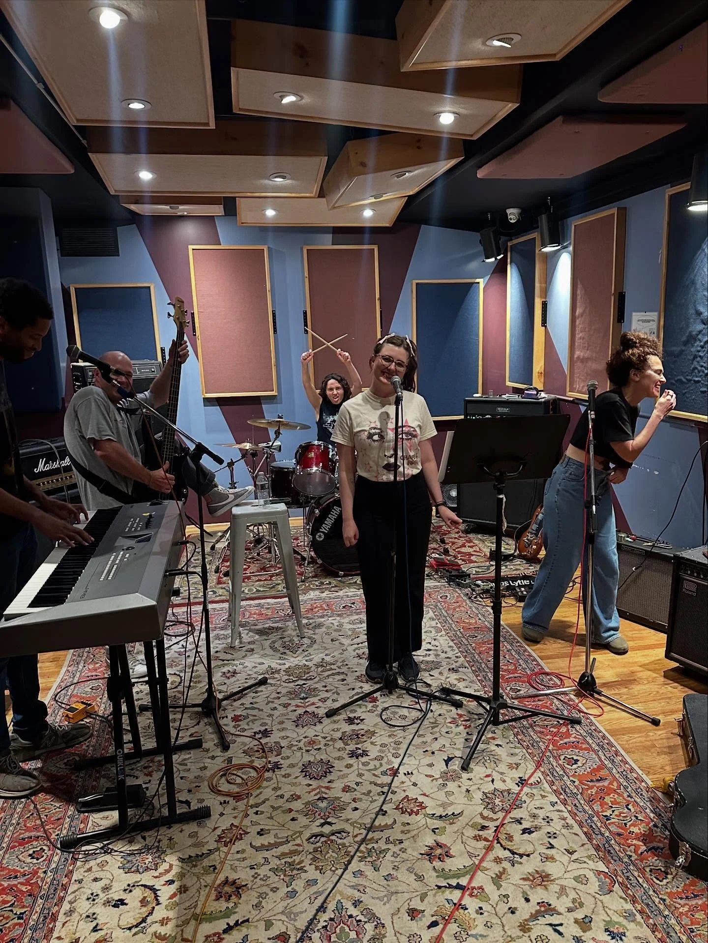 Here it is: your first look at The Pink Phony Club! We practice cute, but we perform even cuter. Thanks to the team @astoriasoundworks for putting up with our 6&rsquo; 6&rdquo; keyboardists&rsquo; needs. Come see our first show on Halloween @gutterba