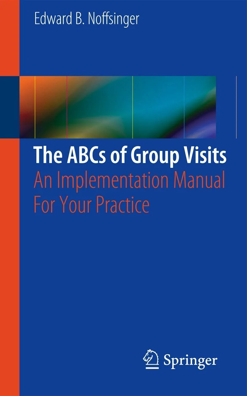 Book cover titled 'The ABCs of Group Visits: An Implementation Manual For Your Practice' by Edward B. Noffsinger, published by Springer.