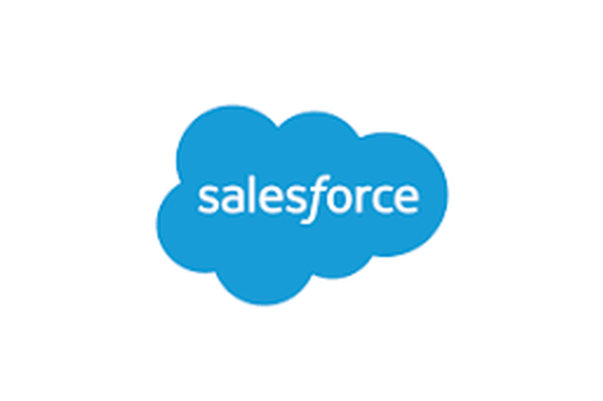 Salesforce logo with the word 'salesforce' inside a blue cloud shape.