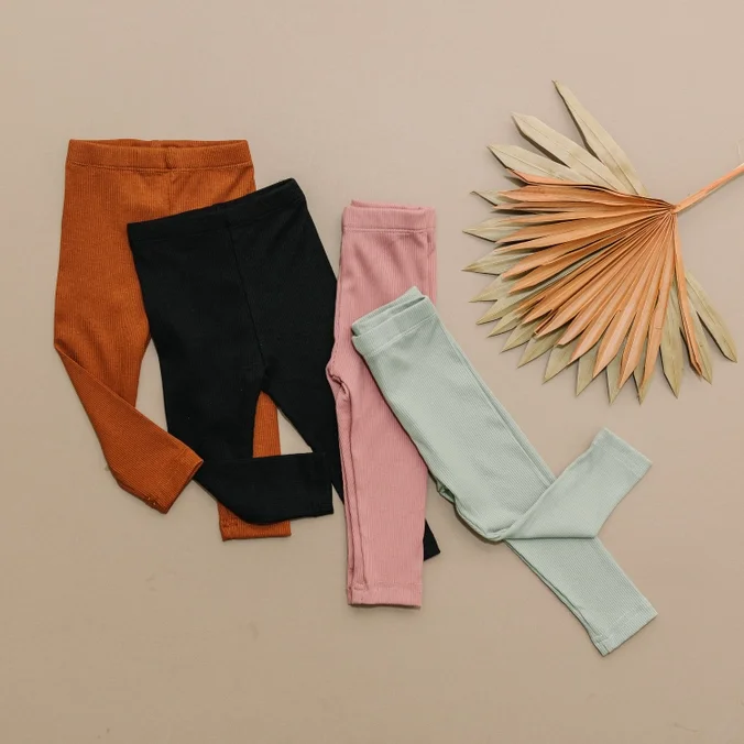 4 COLORS-Ribbed Bamboo Leggings Baby Toddler Girls Pants Fall Winter.webp