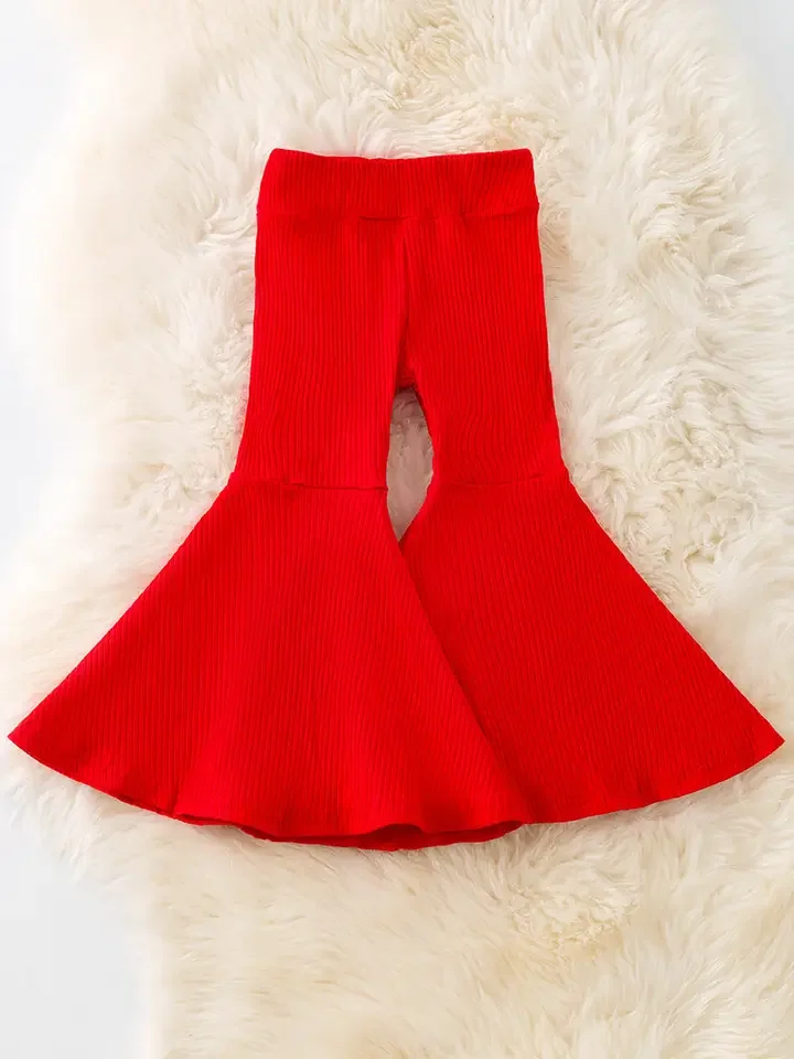 RED-Girls Ribbed Bell Bottoms.webp