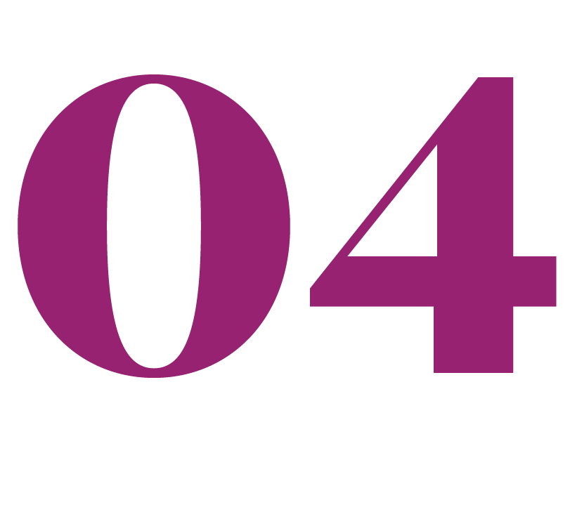 Large purple number 0 followed by large purple number 4 on a black background