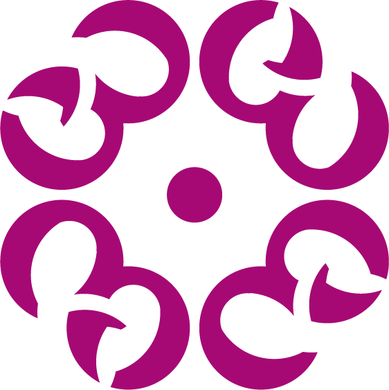 A diagram of a rotating mechanical system with five purple components evenly spaced around a central axis, each piece resembling a bracket or clip.