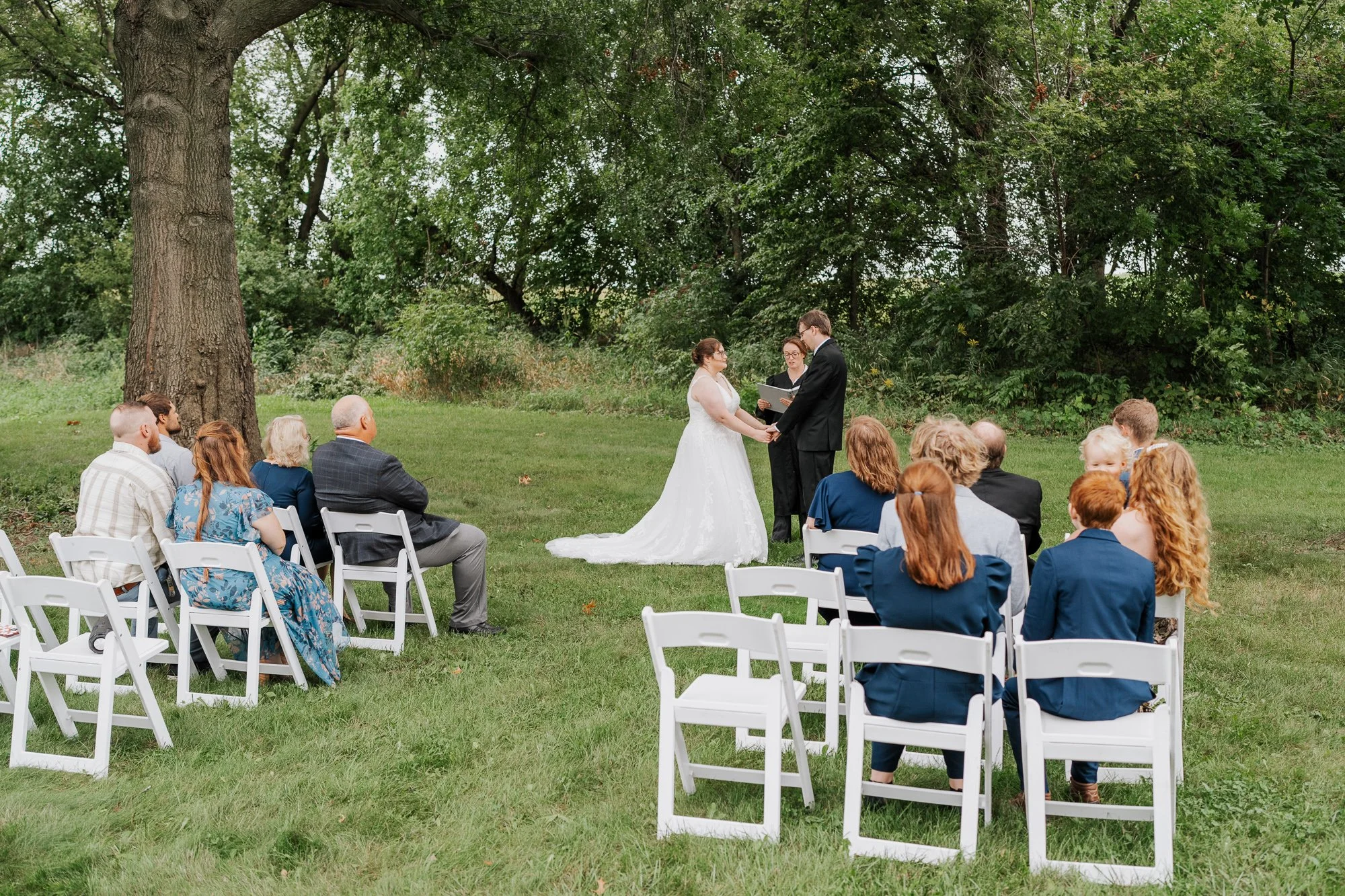 Intimate outdoor elopement ceremony at a Madison, Wisconsin park