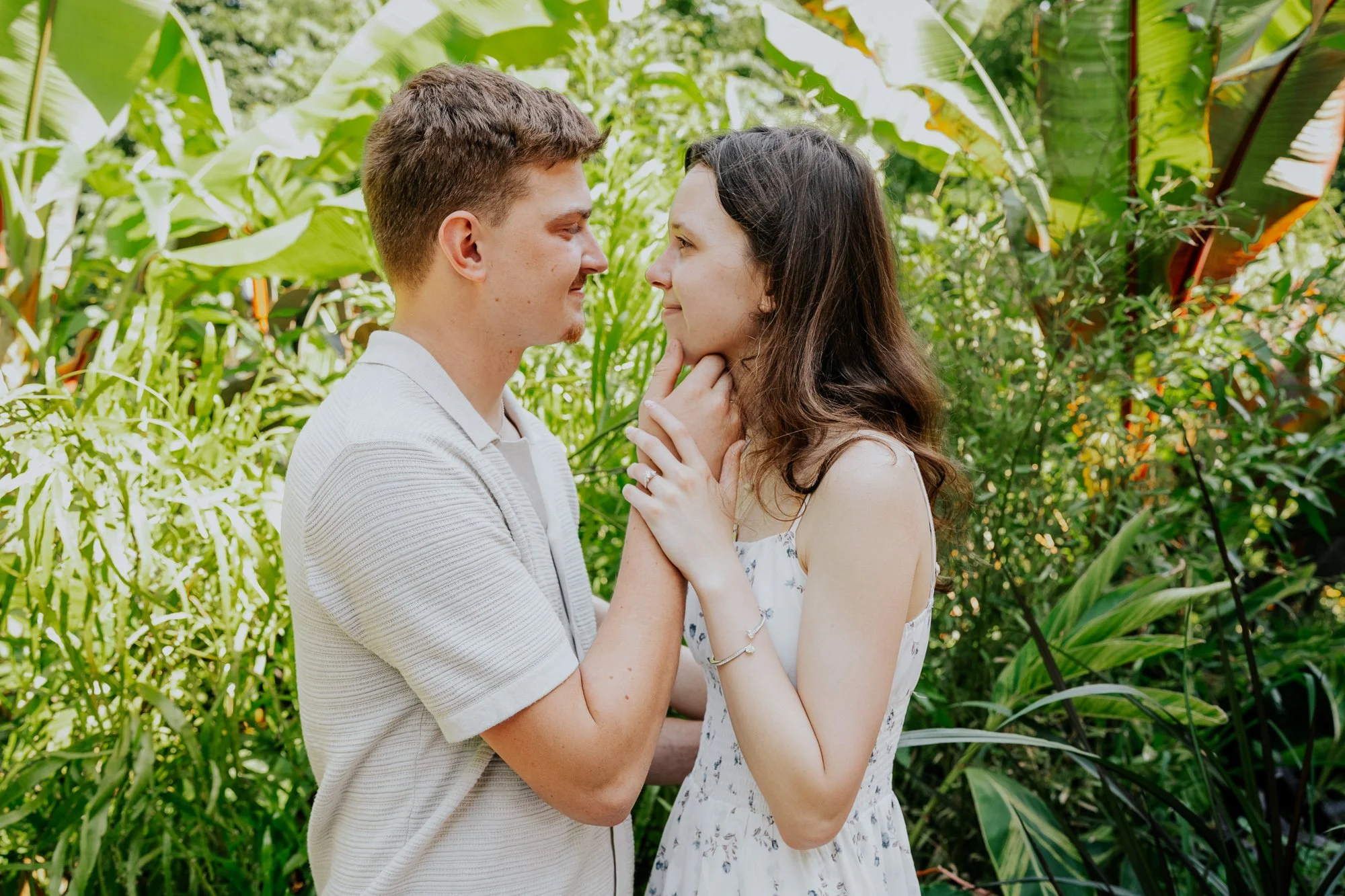 Young couple just got engaged in Madison Olbrich Gardens.