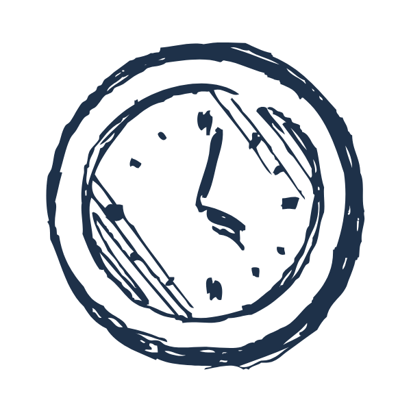 Sketch of a clock showing the time as 4:00.