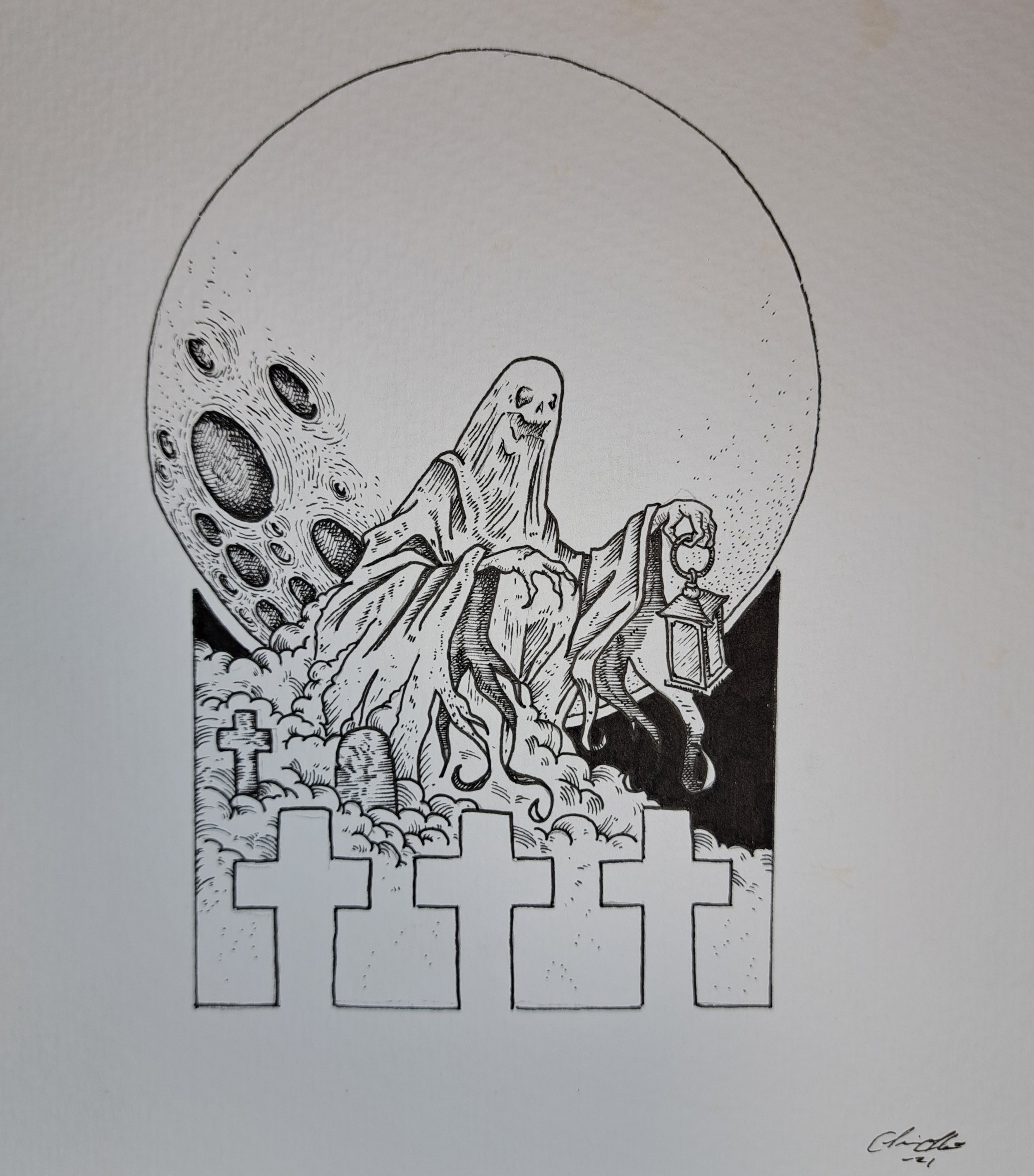 Ghost in a Graveyard Original Artwork