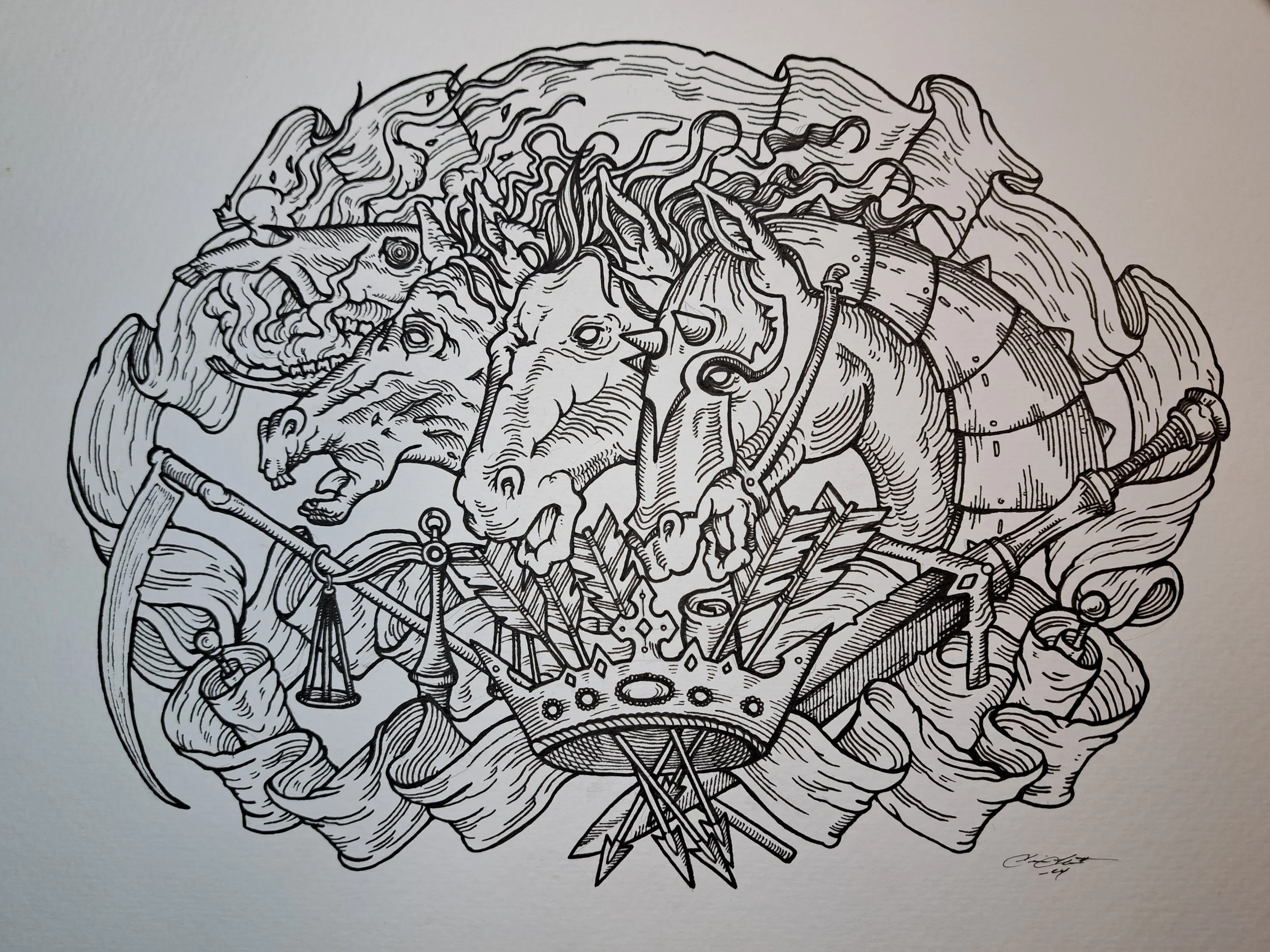 The Four Horses Original Artwork