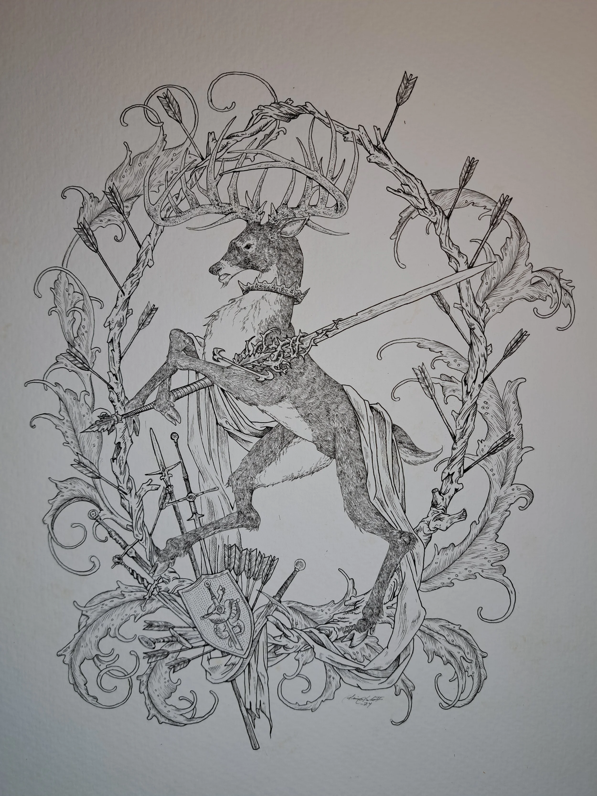 Rampant Deer Original Artwork