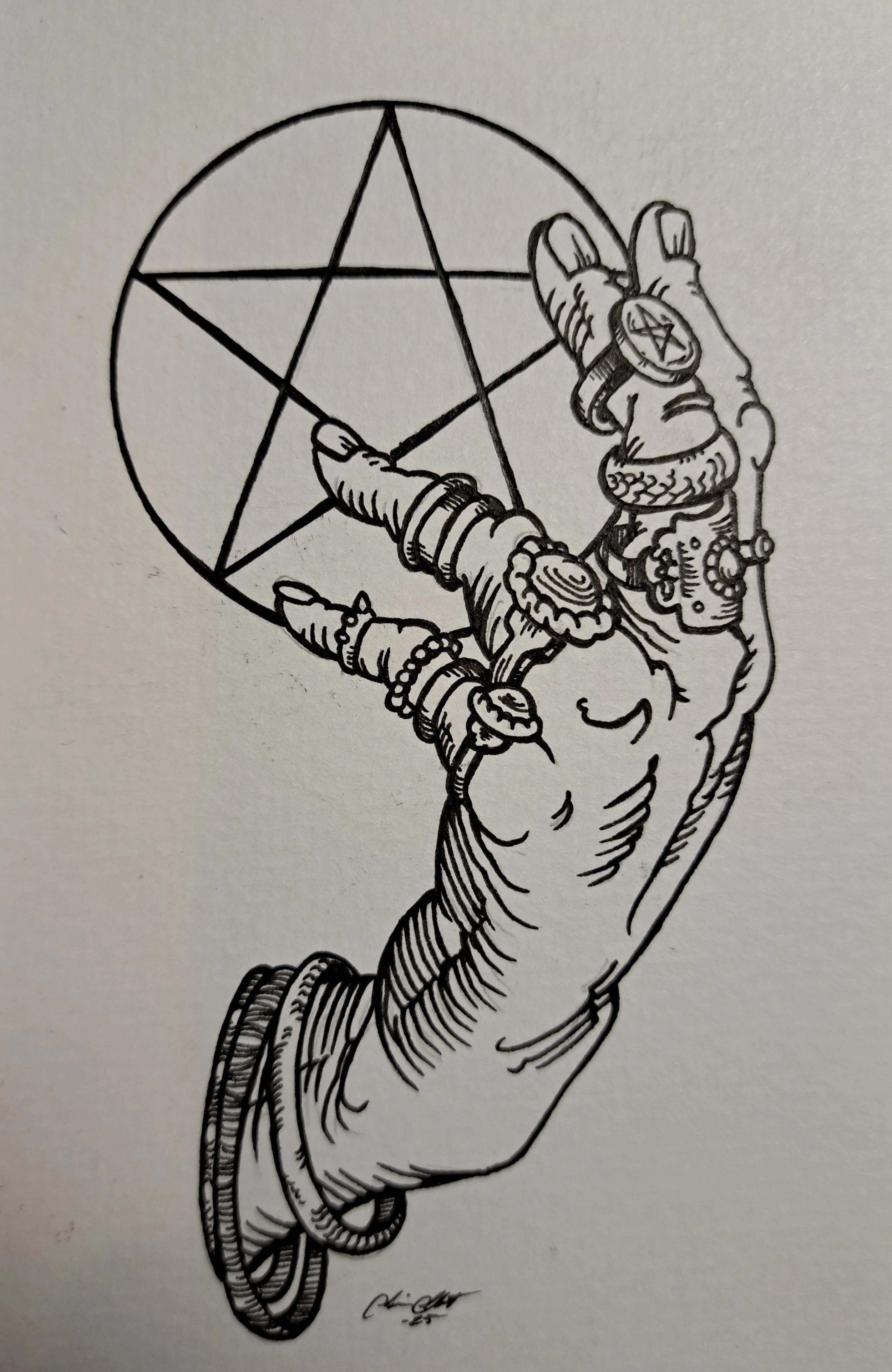 Ace of Pentacles Original Artwork 5x7
