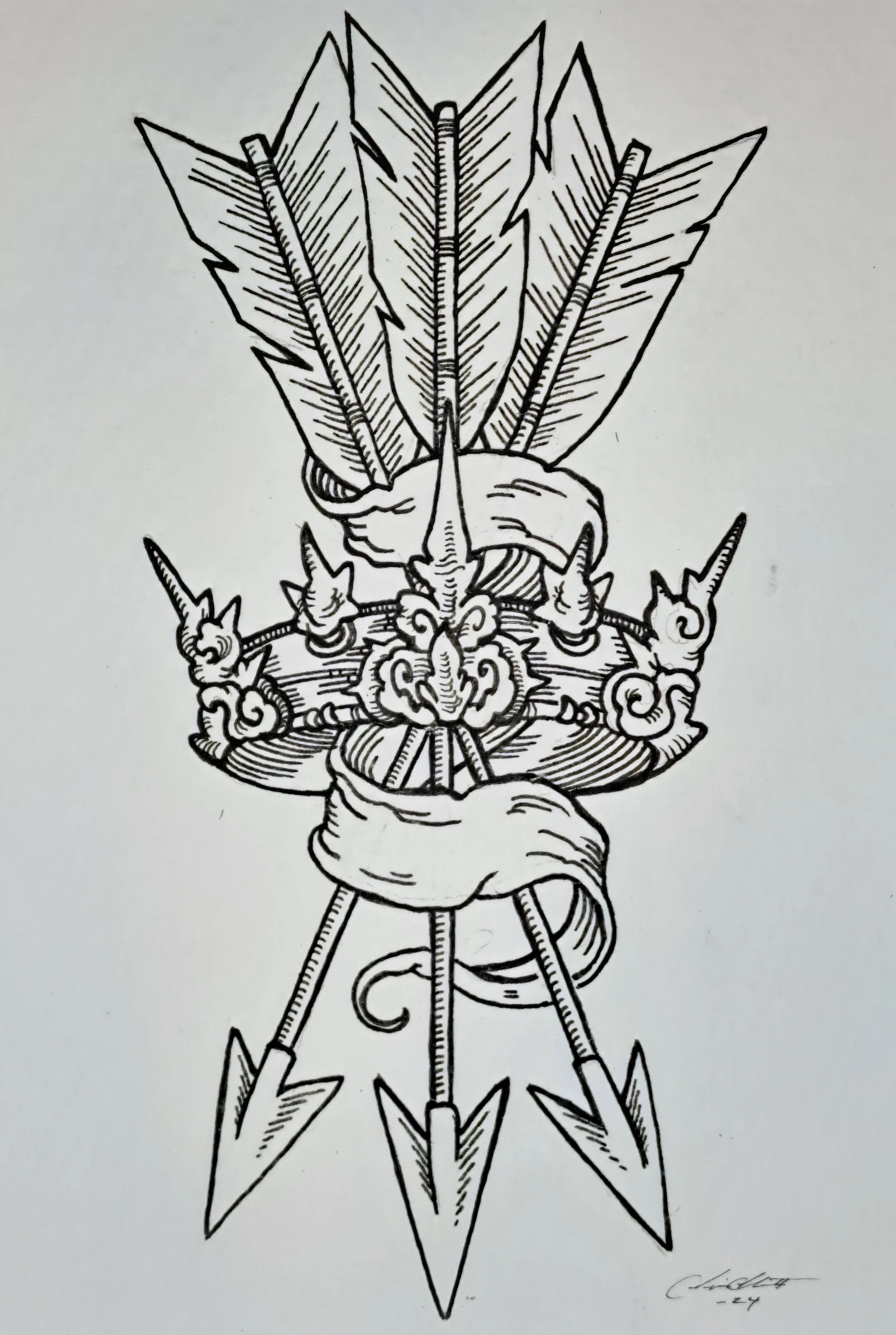 Crown and Arrow Original Artwork 8x10
