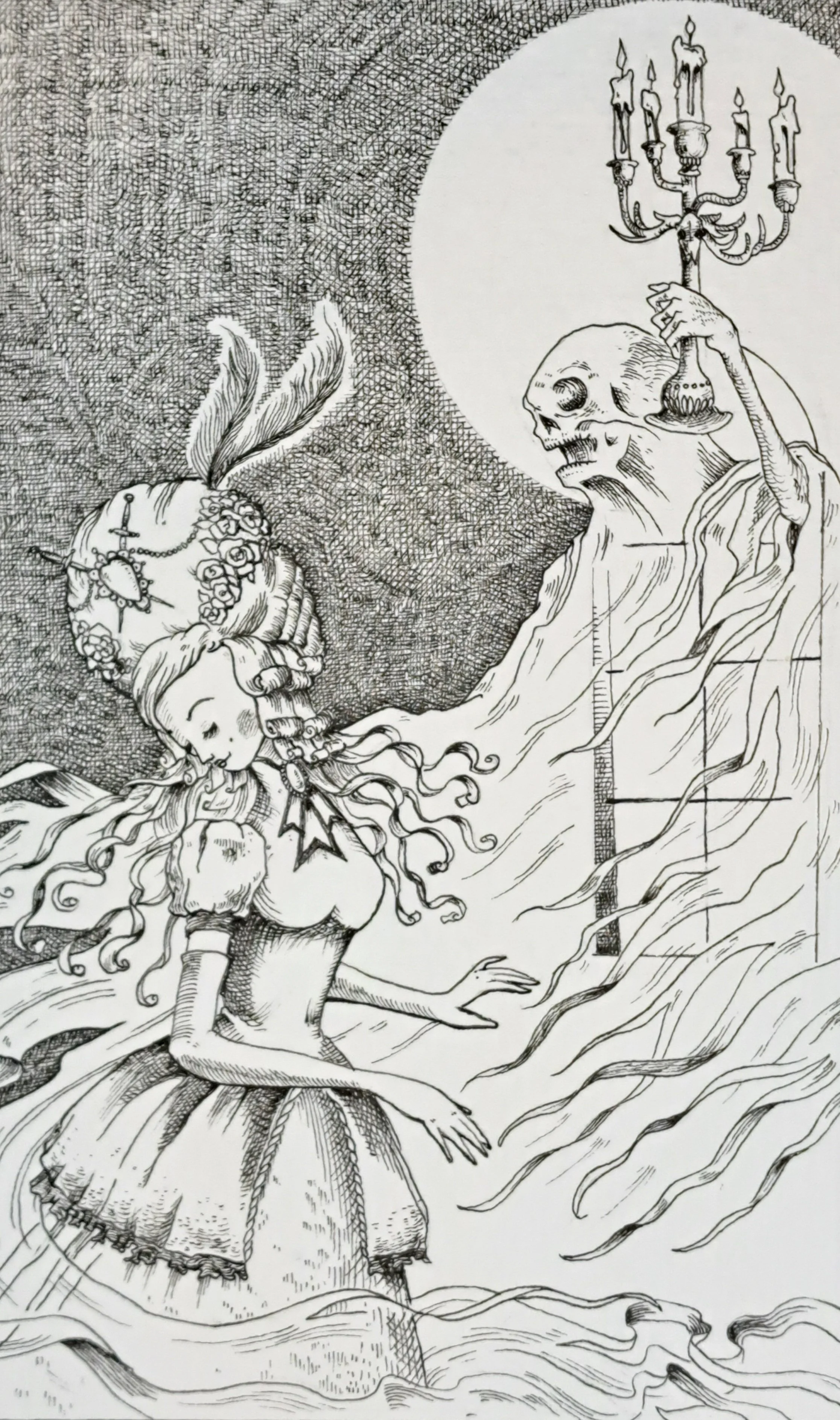 The Lady and the Ghost Original Artwork 8x10