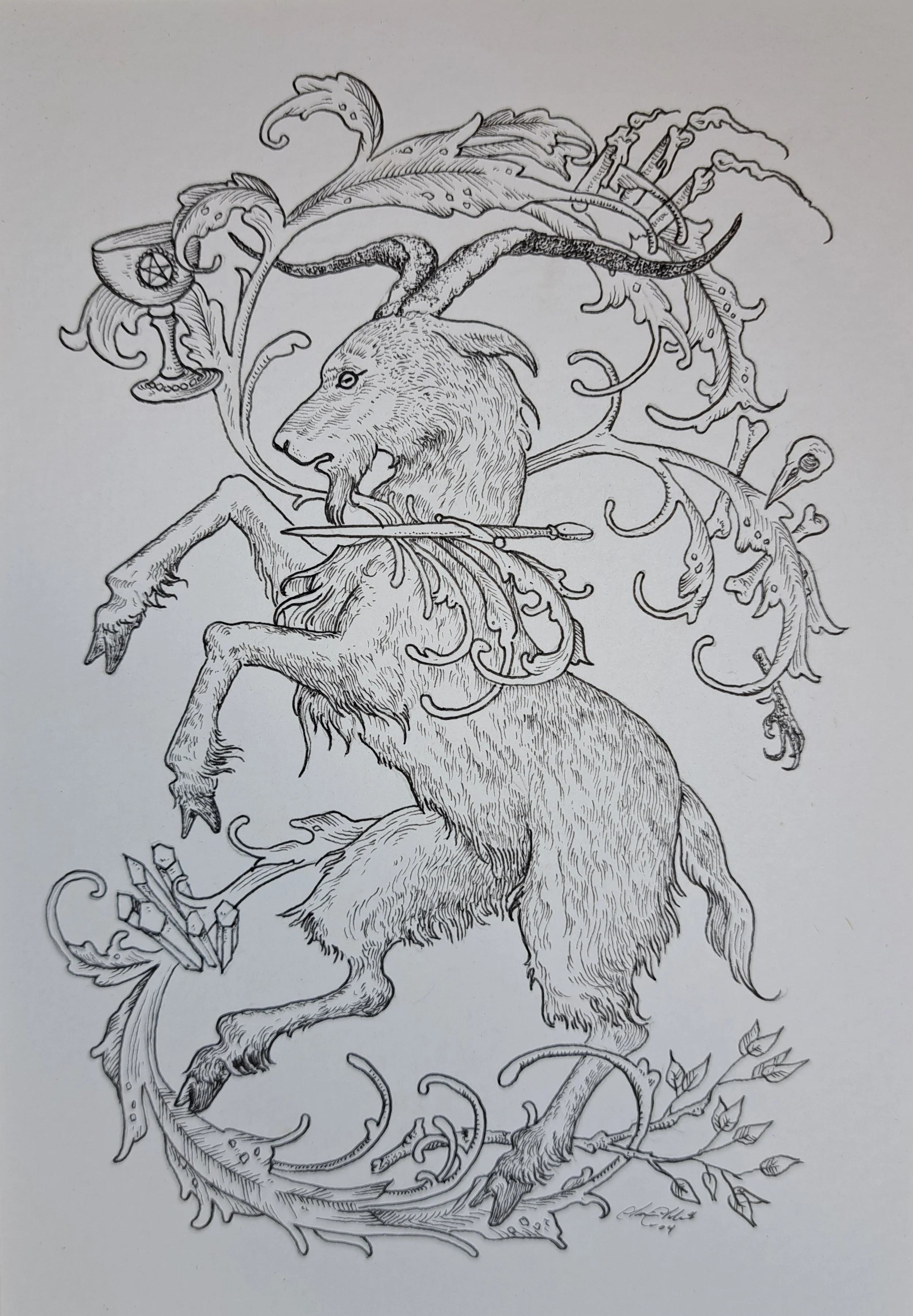 Goat with Filigree Original Artwork