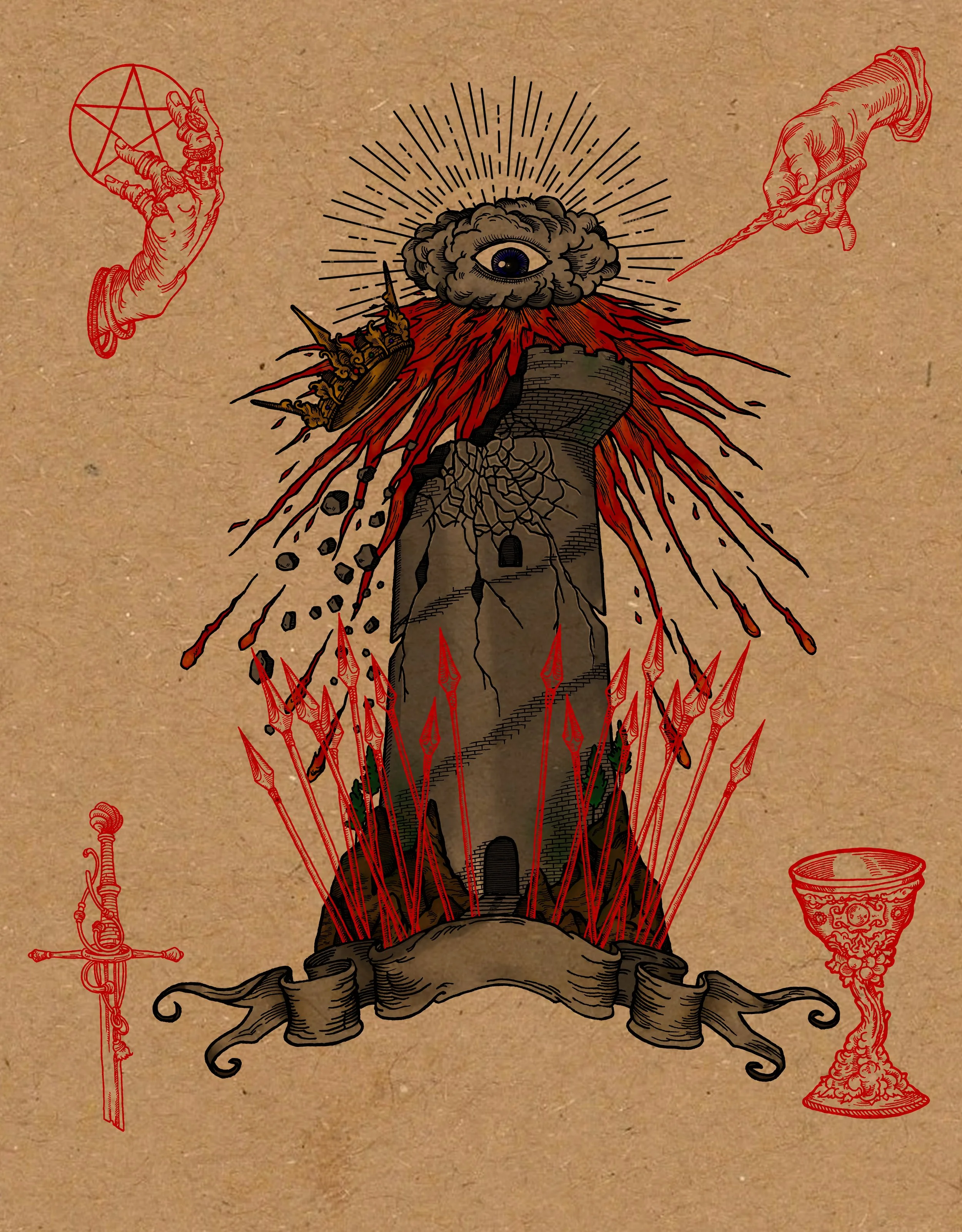 The Tower Tattoo Flash 11X14 Print