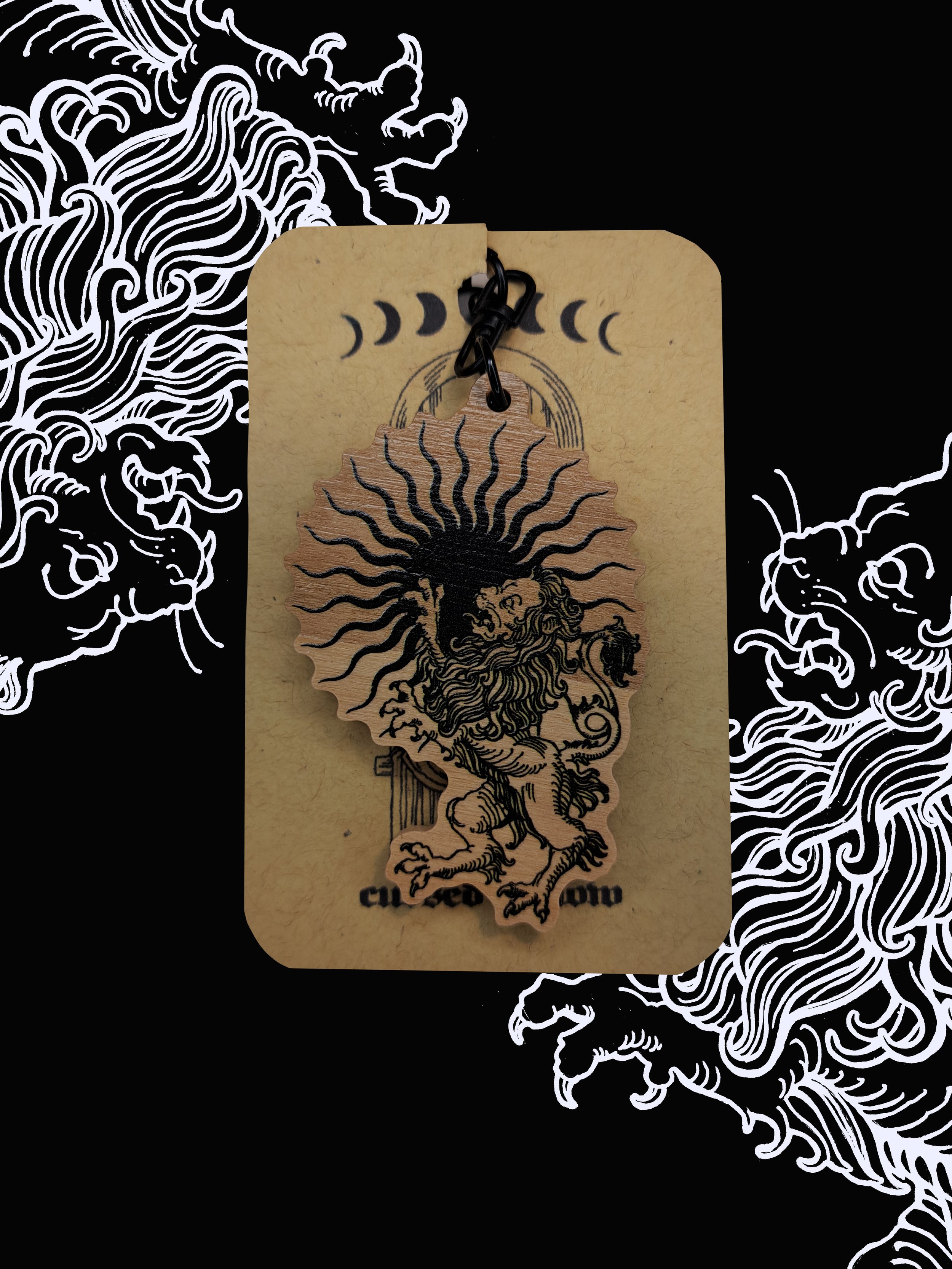 Strength Tarot Lion Wooden Keychain