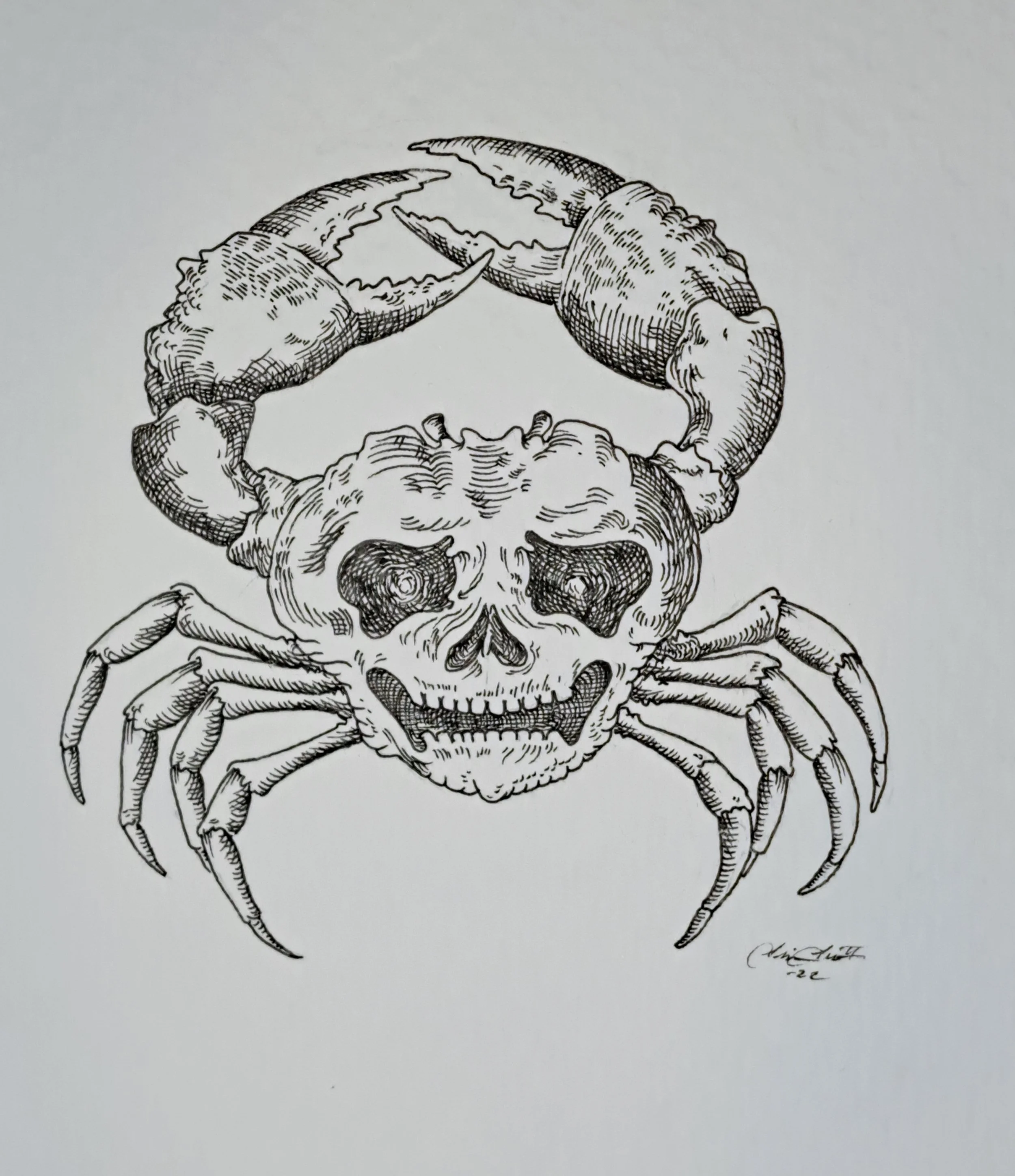 Skull Crab Original Artwork 8x10