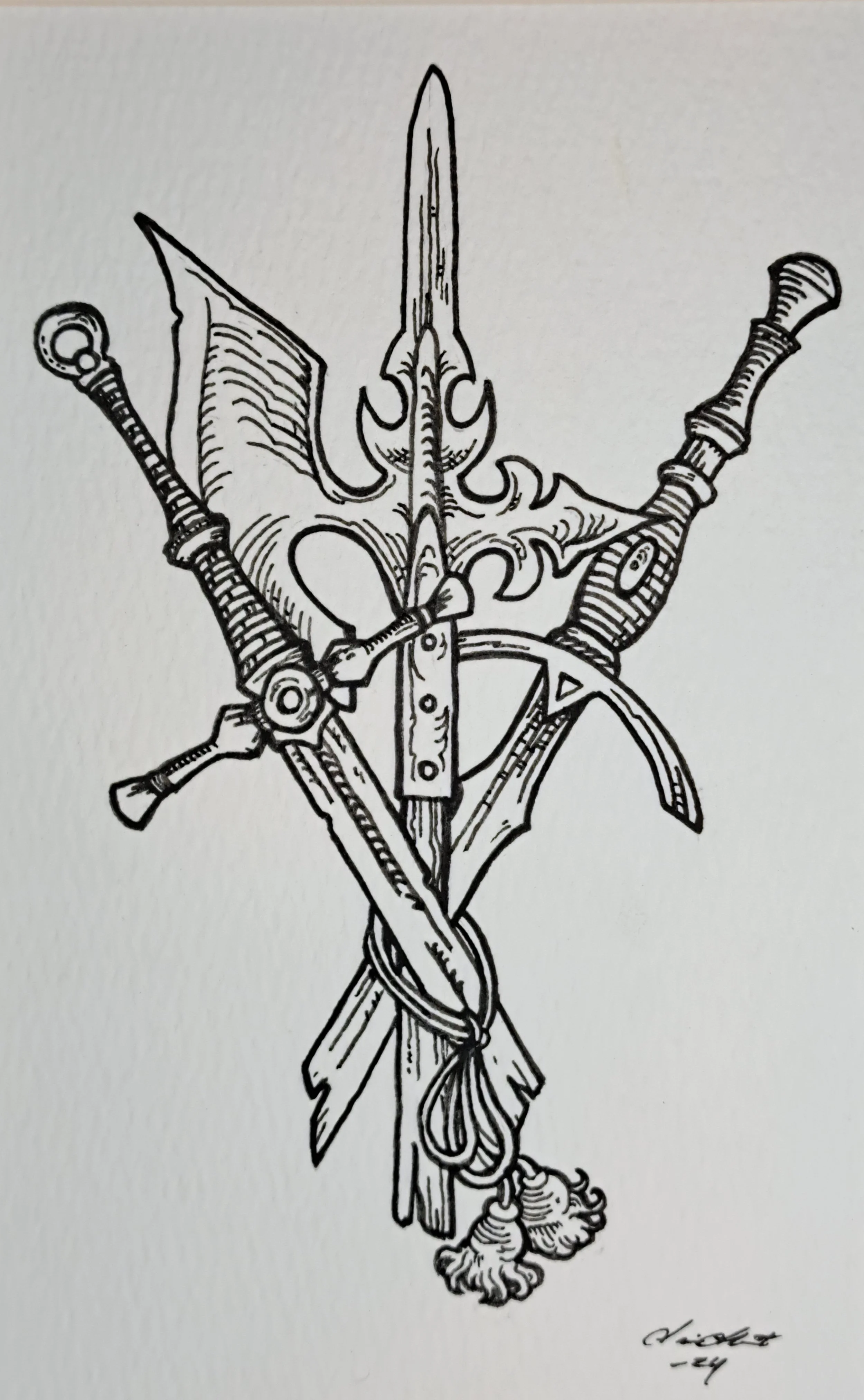 Broken Weapons Original Artwork 5x7