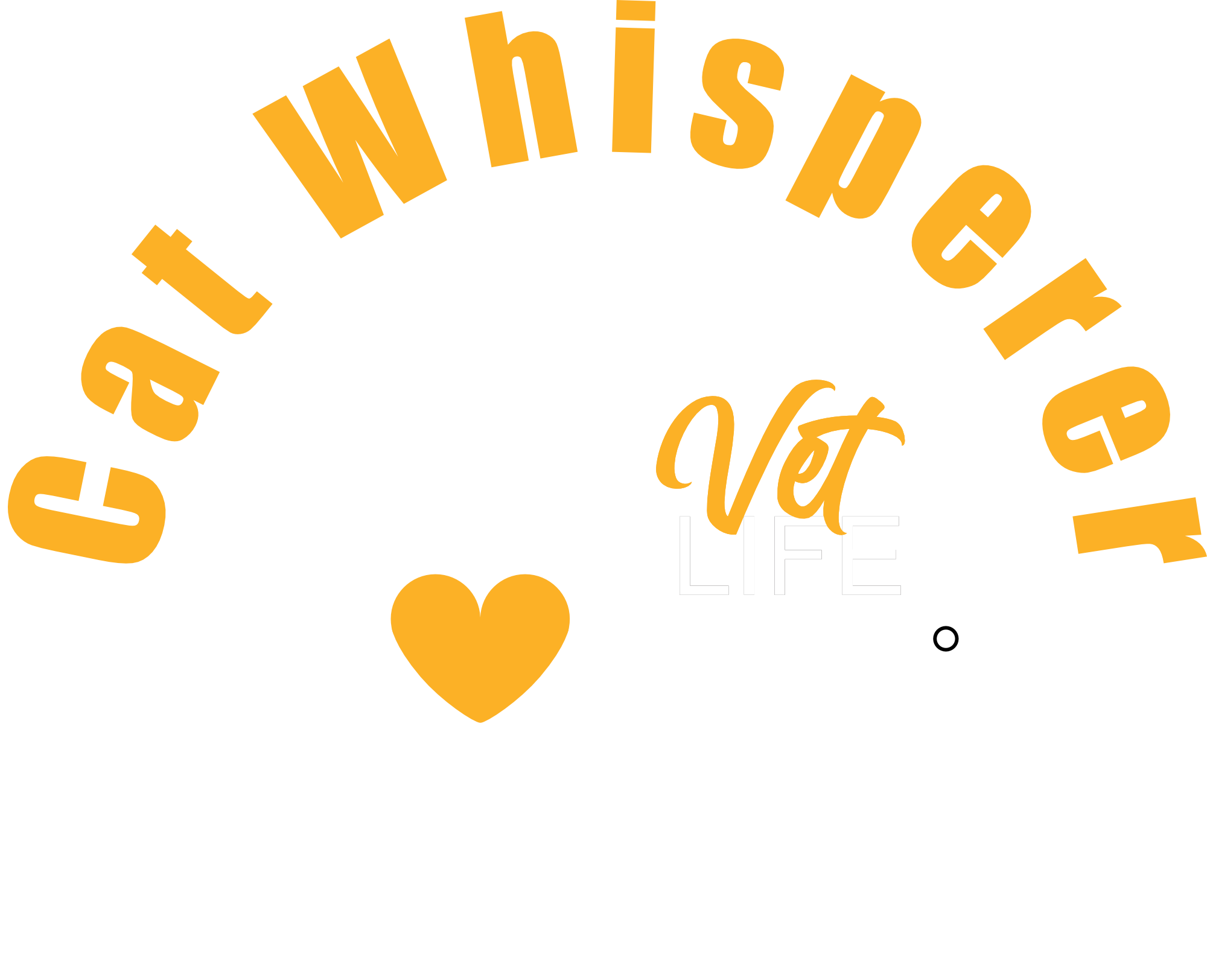 Vet Life design with a cat and a heart and the words, 'Cat Whisperer'.