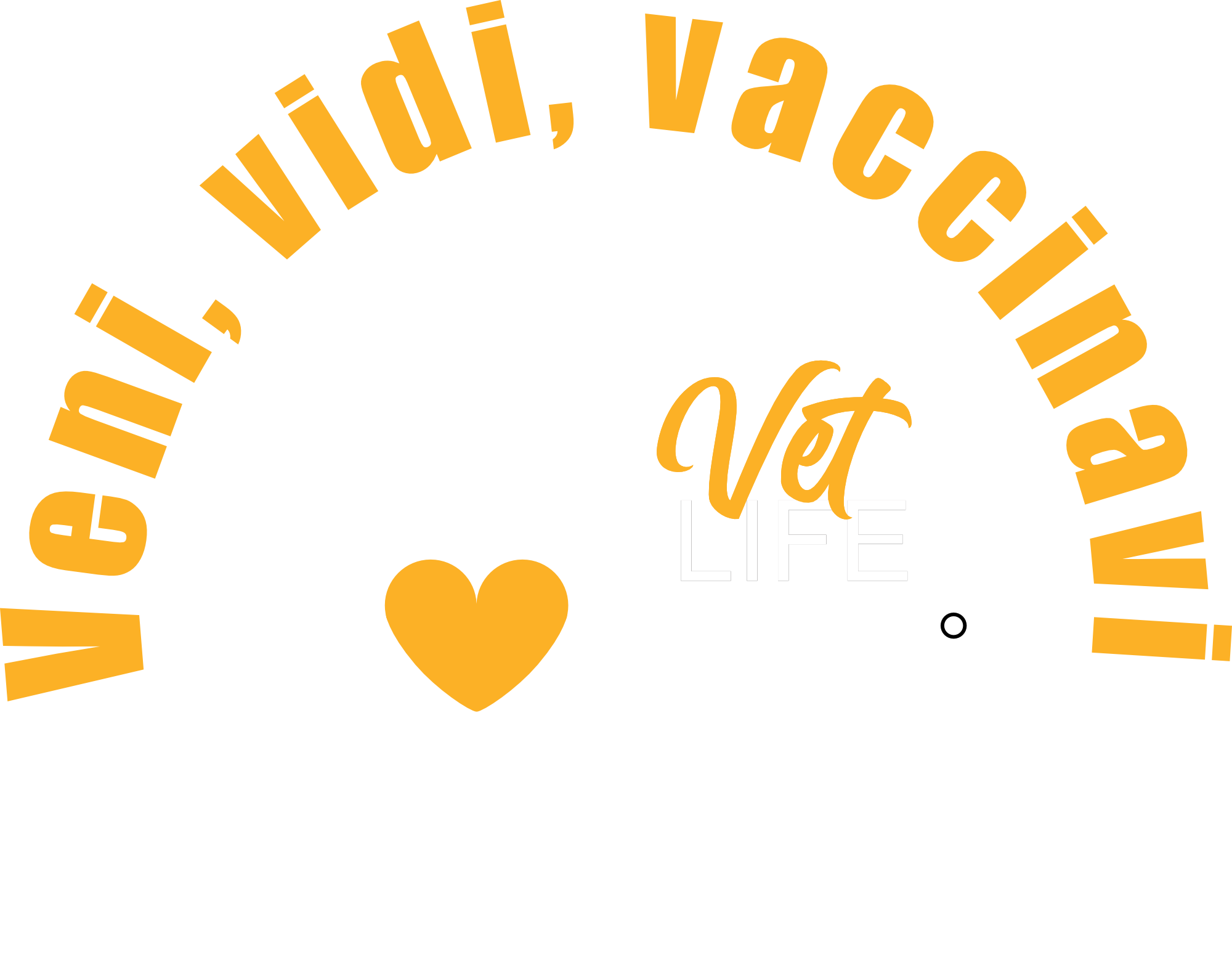 Graphic logo with a silhouette of a dog, a heart, and a stethoscope, along with text that reads "Vet Life".
